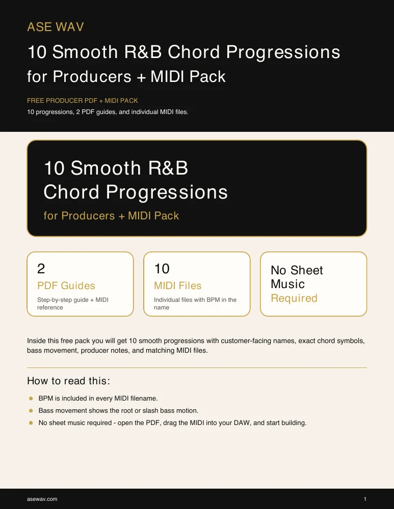 First page of the actual free R&B chord progression guide